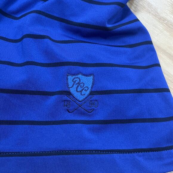 RLX Ralph Lauren Performance For Polo Shirt Men Size L Blue Striped Stretch - Picture 5 of 11